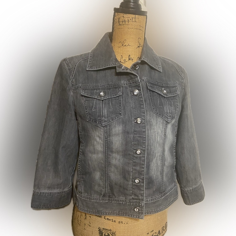 Chico’s Sz 0 Women's Gray Denim Jacket